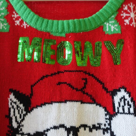 Ardene Meaowy Ugly Christmas Sweater Cat lady Xmas S SM Small - Picture 8 of 15